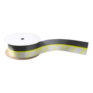 Artistic black neon yellow modern stripes satin ribbon