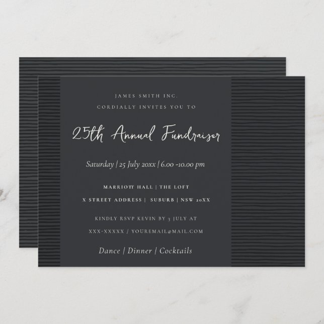 ARTISTIC BLACK SKETCH STRIPED LINE CORPORATE EVENT INVITATION (Front/Back)
