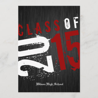 Artistic Black, White and Red Class of 2015 Invitation