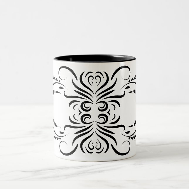 Artistic black white Coffee Mugs (Center)