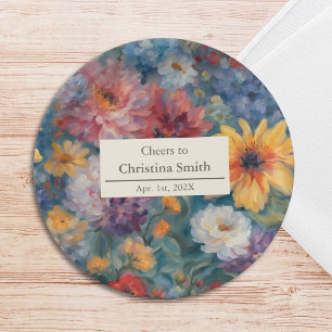 Artistic Blooms Vintage Floral Retirement Party Paper Plate
