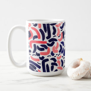 Artistic Blue and Orange Acrylic Shapes Pattern Coffee Mug
