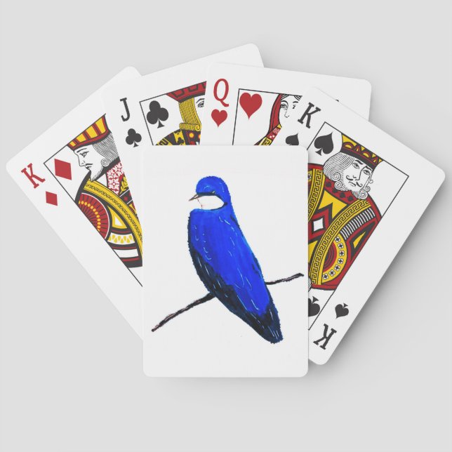 Artistic Blue Bird Tree Swallow Playing Cards (Back)