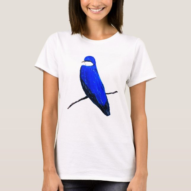 Artistic Blue Bird Tree Swallow T-Shirt (Front)
