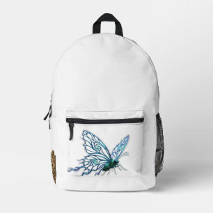 Artistic Blue Butterfly Sketch - Classic White Eve Printed Backpack