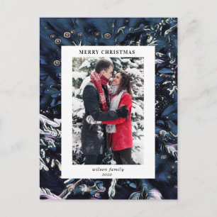 artistic blue christmas tree modern photo holiday postcard