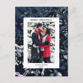 artistic blue christmas tree modern photo holiday postcard