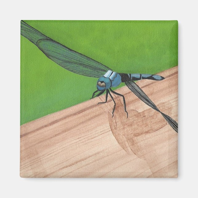 Artistic Blue Dragonfly on a Rail Magnets (Front)