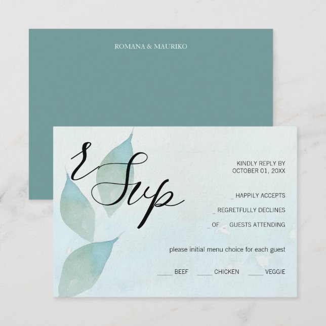 Artistic Blue Fall Watercolor Art RSVP Card (Front/Back)