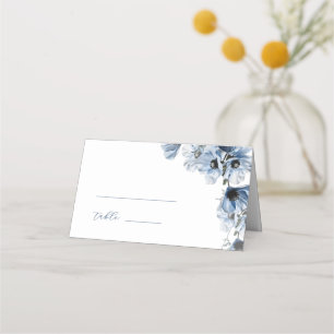 Artistic Blue Flowers Wedding Place Card