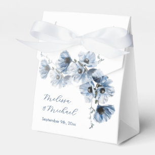 Artistic Blue Flowers White Wedding Favour Box