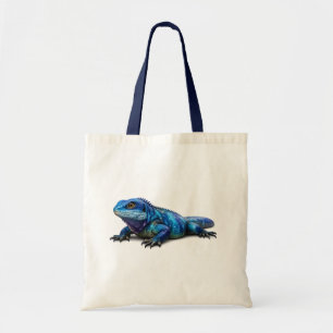 Artistic Blue Iguana Canvas Tote Bag