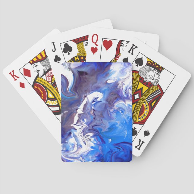 Artistic Blue Lightning Marble Playing Cards (Back)