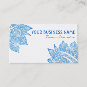 Artistic Blue Lotus Blossom on White Business Card