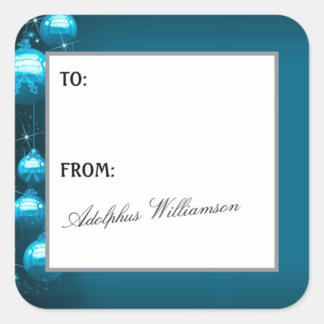 Artistic Blue Snowflakes Christmas Gift Label (Front)