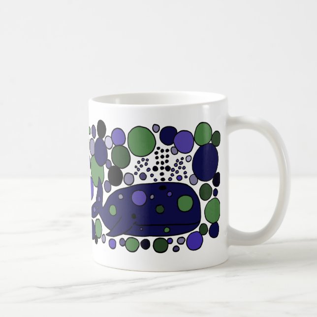 Artistic Blue Sperm Whale Abstract Art Coffee Mug (Right)