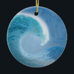 Artistic Blue Wave Ceramic Tree Decoration<br><div class="desc">A summer's day on the beach, thinking of the broad liquid brushstrokes of master's like Van Gogh. Can I paint like that? No, I can't. But with the help of my mind's picture of the perfect curling wave and the warmth of a beautiful blue and cloudless day, perhaps I can...</div>