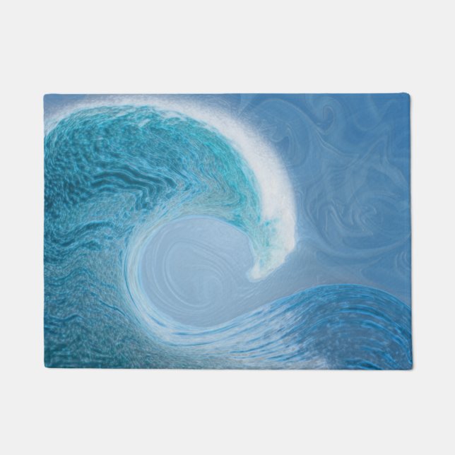 Artistic Blue Wave Doormat (Front)