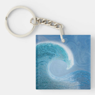 Artistic Blue Wave Key Ring