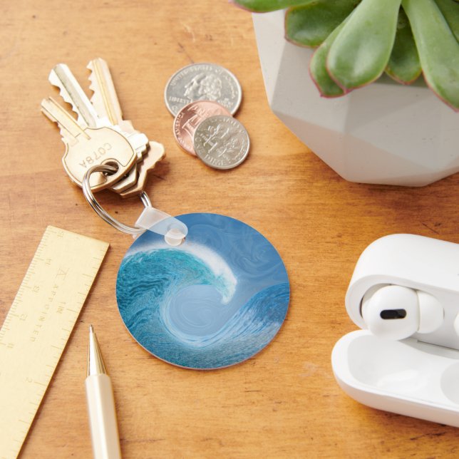 Artistic Blue Wave Key Ring (Desk)