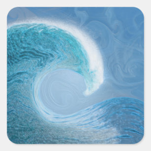 Artistic Blue Wave Square Sticker