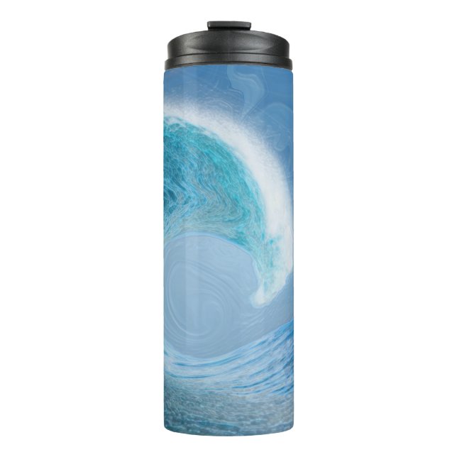 Artistic Blue Wave Thermal Tumbler (Front)