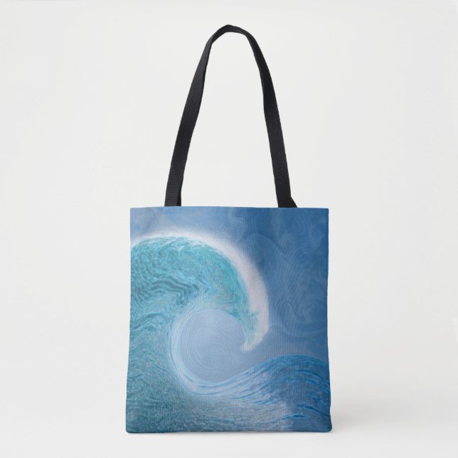 Artistic Blue Wave Tote Bag (Front)