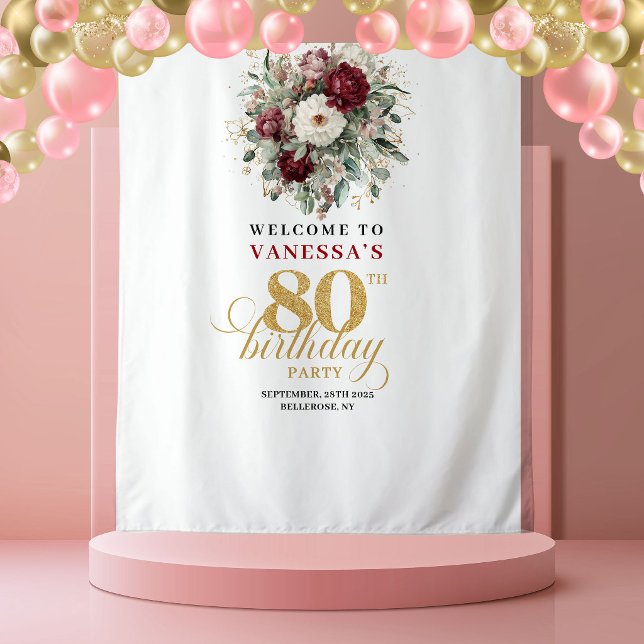 Artistic Blush Floral 80th Birthday Tapestry (Artistic Blush Floral 80th Birthday Tapestry)