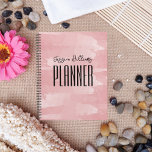 Artistic Blush Pink Watercolor Brush Strokes Planner<br><div class="desc">Trendy personalised planner design featuring a blush pink watercolor background with your name written in a modern script. The text is fully customisable. To change it use the Personalise option. For more changes,  such as changes to the font,  font colour or text layout,  use the Edit design tool option.</div>