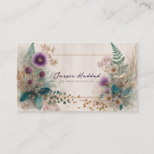 Artistic Bohemian Wildflower Folk Art Business Card
