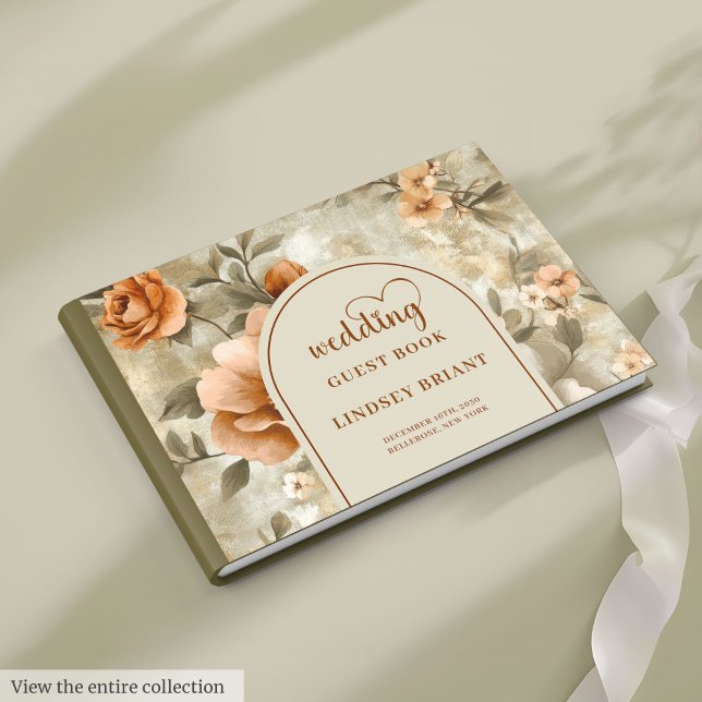 Artistic Boho Burnt Orange Beige Olive Floral Guest Book (Artistic Boho Burnt Orange Beige Olive Floral Guest Book)
