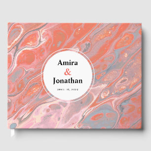 Artistic Boho Coral Marble Custom Guest Book