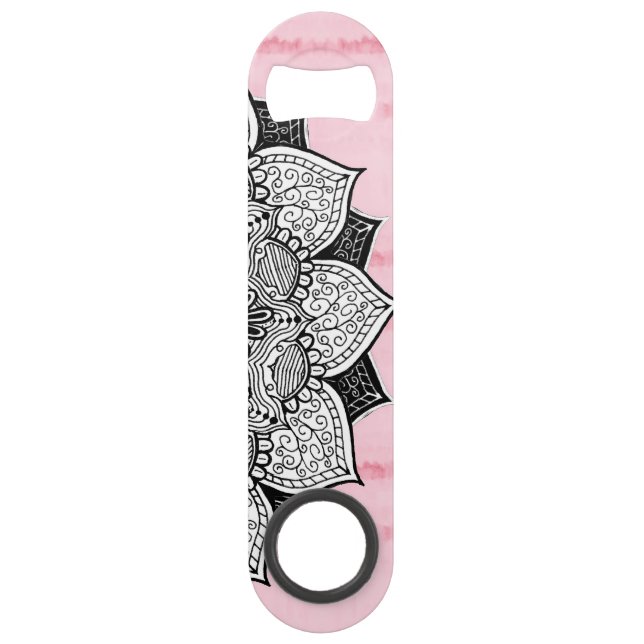 Artistic Boho Hand Drawn Mandala on Pink Tie Dye (Front)