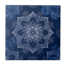 Artistic Boho Navy Blue Mandala 