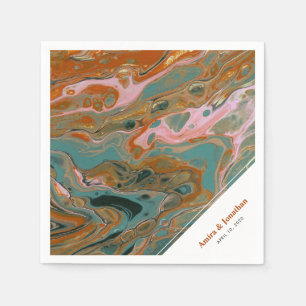 Artistic Boho Orange Marble Custom Napkin