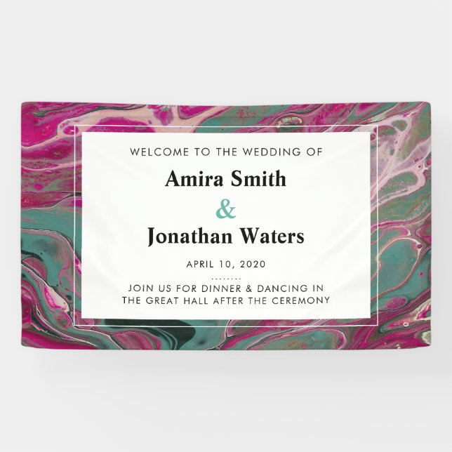 Artistic Boho Pink Marble Entrance Banner (Horizontal)