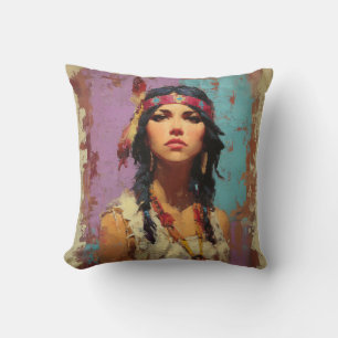 Artistic Boho Portrait Decorative Pillow