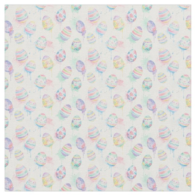 Artistic Boho Watercolor Easter Egg Floral Fabric (Close Up)