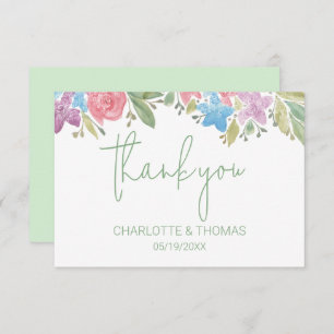 Artistic Boho Wildflowers Watercolor Hand-painted Thank You Card