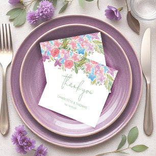 Artistic Boho Wildflowers Watercolor Hand-painted Thank You Card