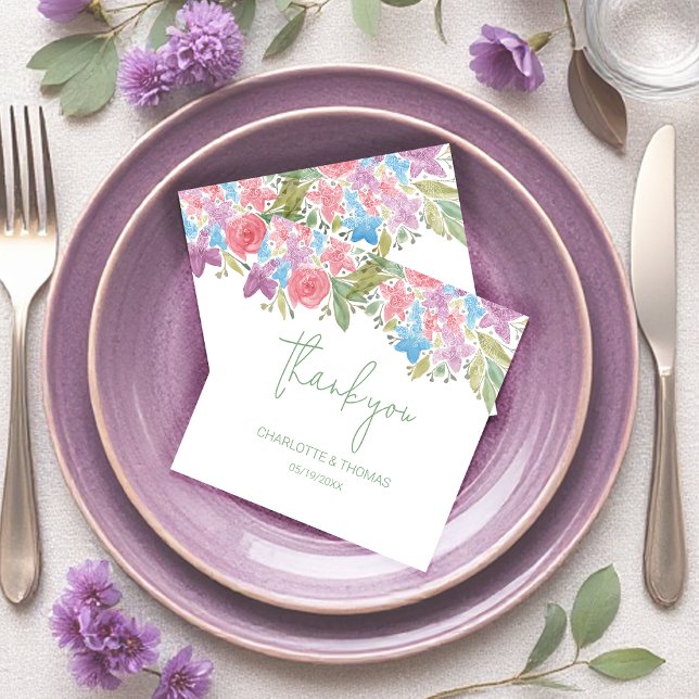 Artistic Boho Wildflowers Watercolor Hand-painted Thank You Card (Creator Uploaded)