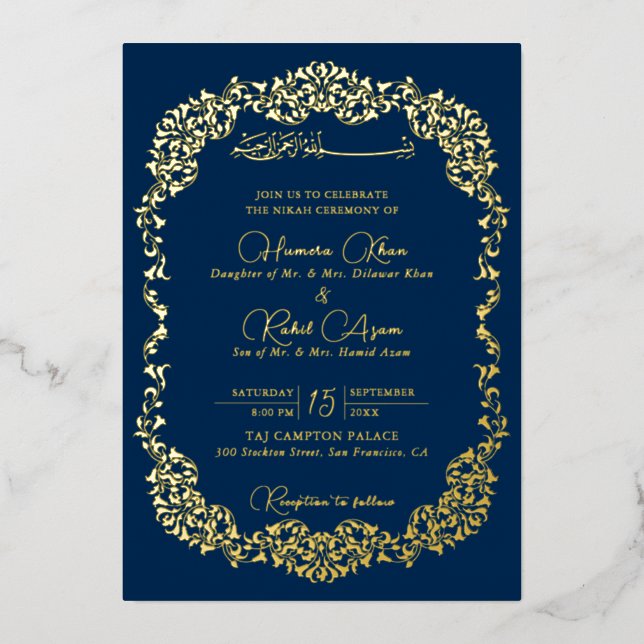 Artistic Botanical Floral Paisley Muslim Wedding (Front)