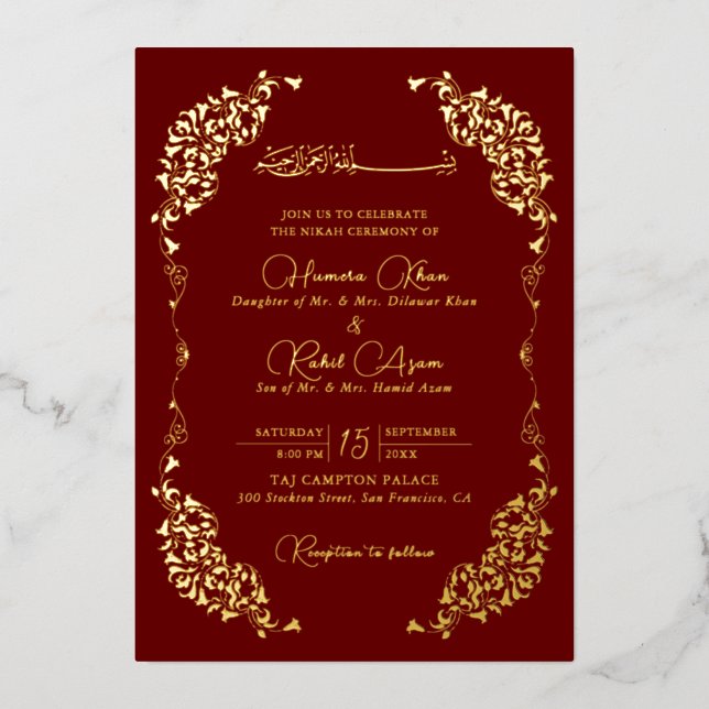 Artistic Botanical Floral Paisley Muslim Wedding (Front)