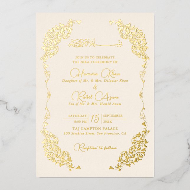 Artistic Botanical Floral Paisley Muslim Wedding (Front)