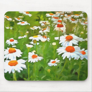 Artistic Bright and Colorful White Garden Daisies Mouse Mat