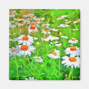 Artistic Bright and Colourful Pop Art Daisies v1 z Magnet