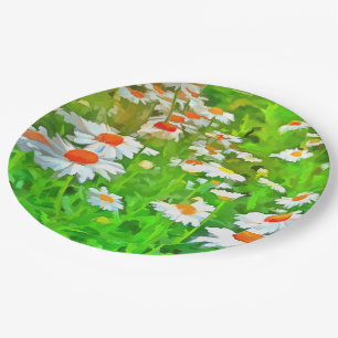 Artistic Bright and Colourful Pop Art Daisies v1 z Paper Plate