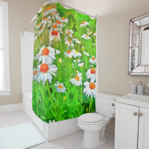 Artistic Bright and Colourful Pop Art Daisies v1 z Shower Curtain
