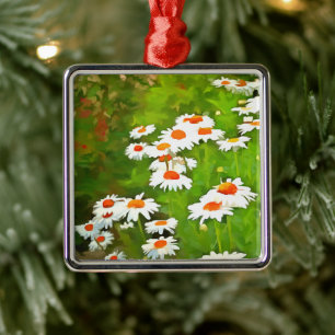 Artistic Bright and Colourful White Garden Daisies Metal Tree Decoration