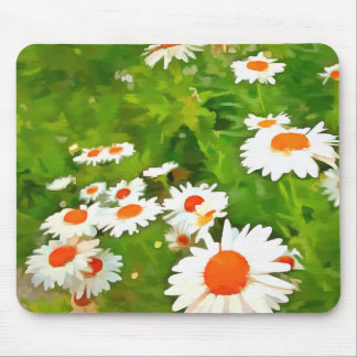 Artistic Bright and Colourful White Garden Daisies Mouse Mat